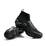 Fahrradschuhe für den Winter, rutschfest, regenfest, Mountainbike-Schuhe für Herren und Damen, kompatibel mit SPD-Pedalen, Schwarz , 47 EU