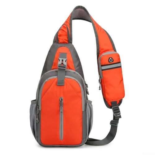 Zilimontt Umhängetasche, mehrfarbig, reflektierende Streifen, Umhängetasche, Sling Rucksack, Umhängetasche, Tagesrucksack, leicht, Wandern, Brusttasche (orange)