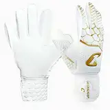 CATCH & KEEP® Kralle Junior Pro - Kinder Torwarthandschuhe - Premium Torhüterhandschuhe für Kinder - Tormannhandschuhe mit extra starkem Grip (Version 3.0 - Gold/Weiß, 6)