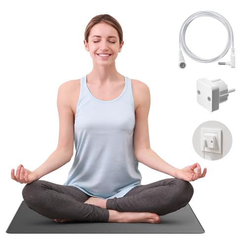 Grounding Mat, Mowend Erdungsmatte 40 x 60 cm, ideal für Fuß,Schlaf,Energie,Schmerzlinderung,Entzündungen, Balance und Wohlbefinden – für ein Gefühl der Erdung. Mit 4,5 m Erdungsleitung und EU-Adapter