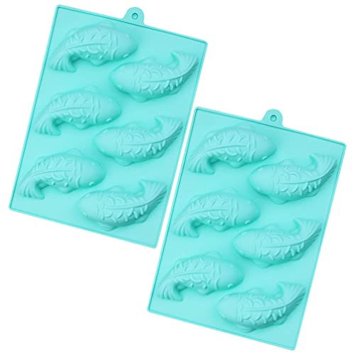 Angoily 2st Fisch-Reis-Kuchen-Form Silikon Backform Fisch Schokolade Karpfenfische Zuckerform Silikonseifenkerzenform Puddingform Karpfenfischzucker Brot Kieselgel Handbuch 3D Kekse Backen