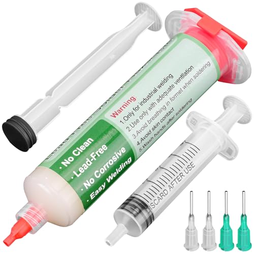 Gruiqrd Flussmittel Löten, 40ML Bleifrei Spritze Lötzinn Flussmittelpaste, No clean Kolophonium Lötpaste Flussmittel für BGA LED PCB SMD Elektronik Löten