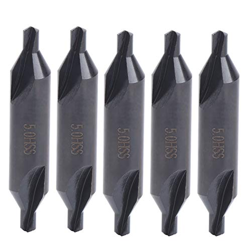 5Pcs 5mm Hochgeschwindigkeitsstahl-Mittelbohrer, Bohrwerkzeug Zentrierbohrer Spezialbearbeitungszentrum All-Ground Spiral Positioning Zentrierbohrer,Zentrierbohrer