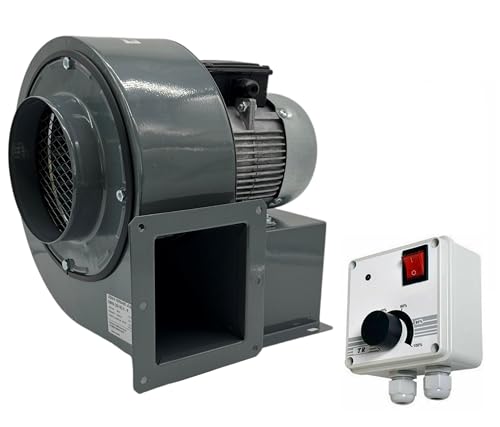 Uzman-Versand OBR-200M Radialgebläse mit 400 Watt Industrie-Drehzahlregler, Radial Zentrifugalventilator Saugventilator Radiallüfter Ventilator Gebläse Kühlung Radialventilator Wandventilator