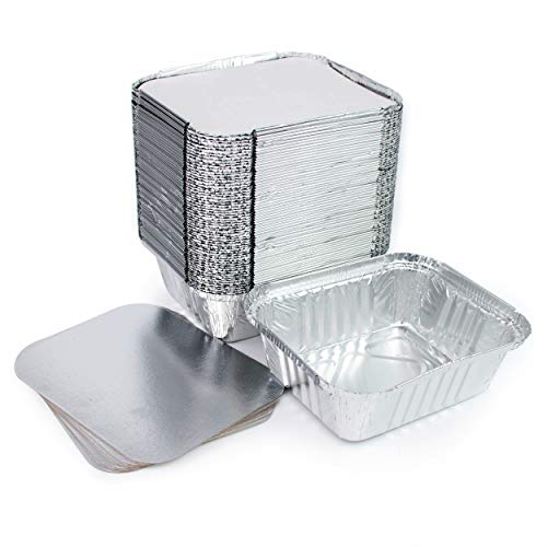 Miamex 100 Einwegschalen aus Aluminium, mit Deckel, für Lebensmittel, zum Einfrieren, Kochen (500 ml)