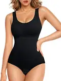 Gotoly Shapewear Damen Bauchweg Stark Formend Body Shaper Hohe Elastizität Shaping Miederbody Nahtlose Formende Bodys Taillenmieder Sculpting Bodysuit (Schwarz, XL-XXL)