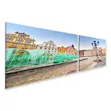 islandburner Prime Bild auf Leinwand Bunte Haeuser und Brunnen am Marktplatz Bilder Wandbilder Poster