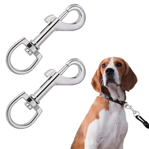 2 Stück Karabiner für Hundeleine, Wirbelkarabiner Edelstahl für Hundeleinen, Karabiner-Haken mit Drehgelenk für Hunde-Leine, Karabiner Drehgelenk für Schlüsselbunde und Haustierzubehör