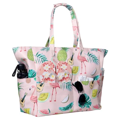 Matreeglam Strandtasche Damen mit Reißverschluss,Große Strandtasche XXL,Badetasche Damen Wasserdicht,Beach Bag Tote Bag für Strand Reisen Einkaufen Pool Fitness (Style2)