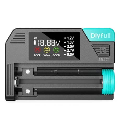 Dlyfull Batterietester für alle Batterien,Magnetischer Universal LCD BatteryCheck für AAA AA C D 9V&Knopfzellen,Einfacher Wiederaufladbarer Battery Tester für 1,2V 1,5V 3V und 3,7V,Mit USB-C Kabel