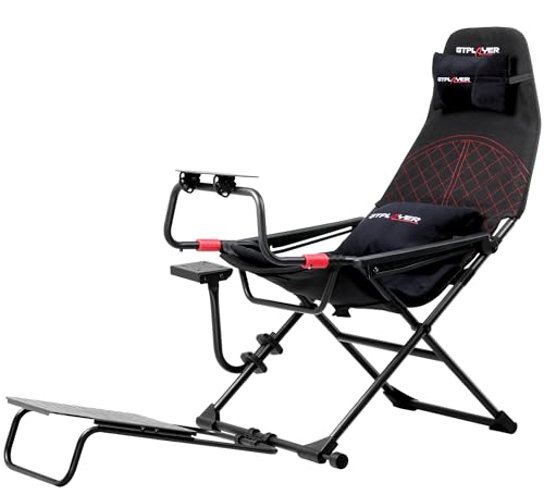 GTPLAYER Sim racing cockpit, Faltbarer Racing simulator für PC und Konsolen, Racing cockpit kompatibel mit allen Lenkrad- und Pedalmarken auf dem Markt, Rot