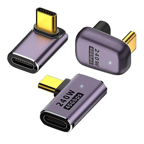 YUNKOZAND USB C 90 Grad Adapter, USB C rechtwinkliger Adapter mit 40 Gbit/s PD 240 W 8K @ 60 Hz Videoladung, kompatibel mit Steam Deck, Switch, VR und mehr Typ-C-Geräte(C3(3-teilig))