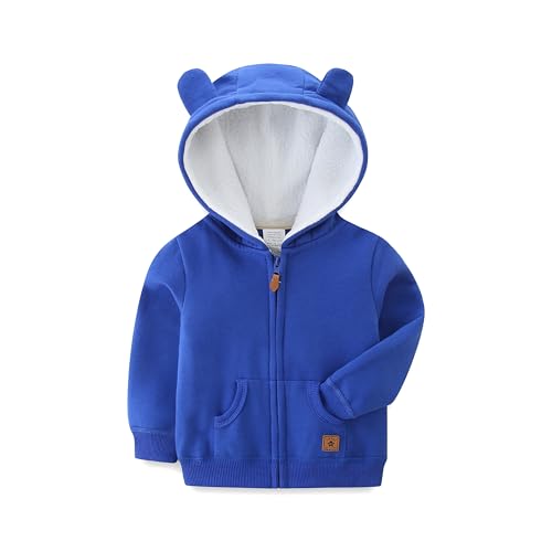 KIDDLETOWN Baby Kapuzenjacke Baby Hoodie Reißverschluss Warme Kinder Cartoon Bär Outwear Unisex Hooded Sweater Jacket Jungen Mädchen Baumwolle Kapuzenpullover 0-24 Monate