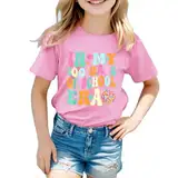 Freizeit Mädchen T-Shirt für Schulsaison Sommer T-Shirts für Teenager, Kinder, Mädchen, Kinder, kurzärmelig, Bedruckt, T-Shirt, Trendige Mädchen-Fans, Basic T-Shirt mit kurzen Ärmeln Solid (130)