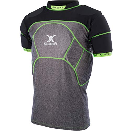 GILBERT Rugby-Trikot Charger X1-13 Schutzzonen – Schwarz/Grau/Grün