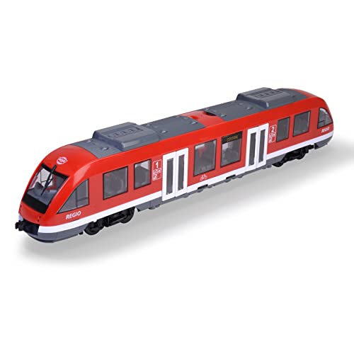 Dickie Toys - City Train (rot) - Spielzeug-Zug (45 cm) auf Rädern mit Türen & Dach zum Öffnen, Eisenbahn für Kinder ab 3 Jahren