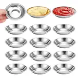 12 Stück Edelstahl Sauce Dish,Saucenschälchen Metall 8cm Durchmesser,Round Sojasauce Tauch Schalen,Dippschalen Edelstahl,für Dippen von Saucen,Snacks und Alle Arten von Gewürzen,zum Restaurant,Home