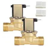 SWAWIS 1/2 Zoll Magnetventil 230V Magnetventil Messing Wasserventil Elektrisch, Magnetventil Wasser mit weißem Deckel Für Wassersteuerung, 2 Stück