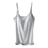 Damen Umstands-Tanktops mit in BH zum Stillen Unterhemd Schwangerschaft Tanga Unterwäsche, grau, XL