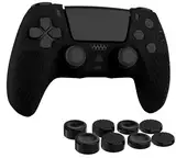 MyGadget Silikon Hülle kompatibel mit PS5 Controller - mit 8 Thumbsticks [ 2X Paar Hoch | 2X Paar Tief] - Playstation 5 Dualsense Wireless Skin in Schwarz