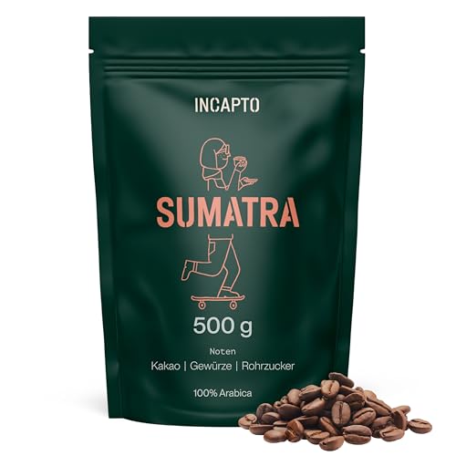 Incapto Spezialitäten-Kaffeebohnen | Single-Origin Sumatra | Espresso 100% Arabica | Specialty Coffee 85 Punkte SCA | Traditionell Geröstete Bohnenkaffee | Plantage Aceh, Trenggiling, 500g