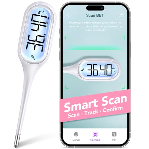 Easy@Home Basalthermometer zur Zykluskontrolle: Basaltemperatur Thermometer Kinderwunsch Fruchtbarkeitsthermometer für Fruchtbarkeit- und Eisprung-Tracking & Fiebererkennung mit Premom APP