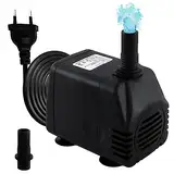 Awroutdoor Wasserpumpe Tauchpumpe, Ultraleise Teichpumpen,1000L/H Aquariumpump für Teich Brunnen Aquarium Garten,Submersible Pumpe, mit 4 starken Saugnäpfen(20W)