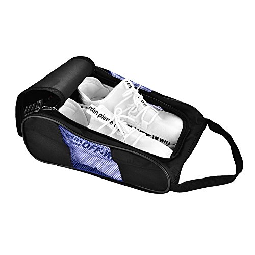 Vbestlife Golf Schuhbeutel Atmungsaktiver Schuhträger mit Reißverschluss Sport Schuhbeutel Golfschuhe Aufbewahrungstasche 2Farben zur Auswahl(Schwarz und blau) Sportausrüstung