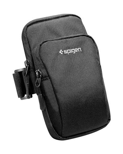 Spigen Armband Dynamic Shield [Ultra-Leicht] Handytasche Handyhalterung Joggen Handy Universal [Schnelltrocknend] Kompatibel mit iPhone 15 Pro Max, Galaxy S24 Ultra, Google Pixel -Schwarz