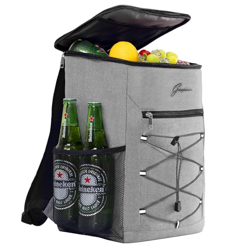 Guapisima 30L Kühlrucksack Kühl Rucksack Picknickrucksack Kühltasche Groß Isoliert Cooler Bag Männer Frauen für Picknick/Strand/BBQs/Camping/Ausflügen (grau)