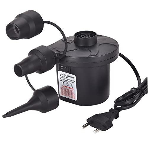 Elektrische Luftpumpe Luftmatratze, 2 in 1 Luftpumpe Elektrisch für Aufblasbar und Ablassen, Pumpe Luftmatratze mit 3 Düsen für luftmatratzen, Aufblasbarer Pool, Schwimmring