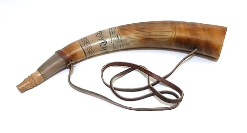 Handgeschnitztes Kriegshorn Shofar 45,7 cm Trompeten-Stil Horn mit Lederband, dunkel poliert