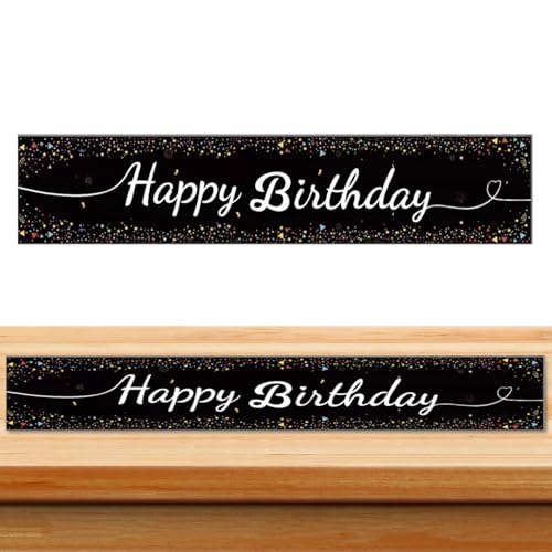 Tischläufer Geburtstag Tischdecke Geburtstag Schwarz, Happy Birthday Tischläufer Tischdecke Happy Birthday Tischdeko Geburtstags Deko für Mann Mädchen Jungen Geburtstagsdeko Party Deko(180 x 35cm)