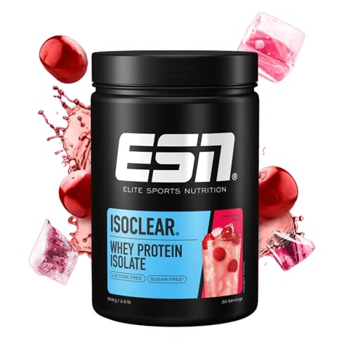 ESN ISOCLEAR Whey Isolate Protein Pulver, Fresh Cherry, 908 g, Proteinlimo mit fruchtig leckerem Geschmack, clear Whey, geprüfte Qualität - made in Germany