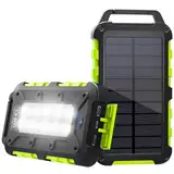 Solar Powerbank 26800mAh, PD 15W Tragbares Solarladegerät mit Solarpanel, USB C Outdoor Wasserdichtes Externer Akku mit LED-Licht und 3 Ausgängen für Smartphones, Tablets, Outdoor Camping und mehr