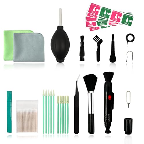 TRUEIN Kamera Reinigungsset, 133 Stück Objektiv Reinigungsset, Lens Cleaning Kit für Kameraobjektive und Tastatur, Handy Reinigungsset mit Objektivbürste, Reinigungstuch und Reinigungstupfern