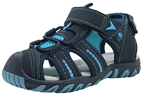 Apakowa Baby Kleine Junge Sommer Geschlossene Zehen Athletic & Outdoor Wandern Strandsandalen Sport-Trail-Sandalen für Kinder mit Klettverschluss