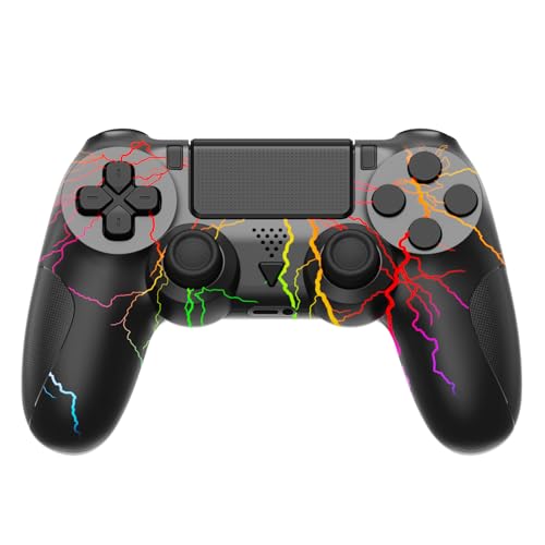 LCDNTEM Wireless Controller für PS-4, RGB Game Controller Kompatibel mit PS-4/Slim/Pro/PC, Gamepad mit Dual Vibration, LED, 6-Achsen, Touchpad