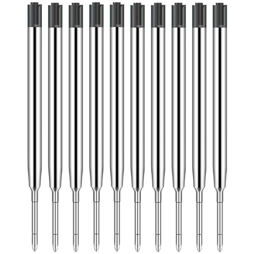 BAVALIN 10 Stück Kugelschreiberminen - Standard Großraumminen Austauschbare Kugelschreiber Minen 1,0mm Strichstärke Metall Kugelschreiber Ersatzmine für Schule, Bürobedarf - Schwarz