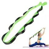 Flintronic Yoga Stretching Strap, Stretching Band mit 12 Schleifen, Yoga Stretch Gurt, Fitness Stretchband, Gymnastikband, für Pilates, Tanz, Gymnastik, Effektives Dehnung-Grün