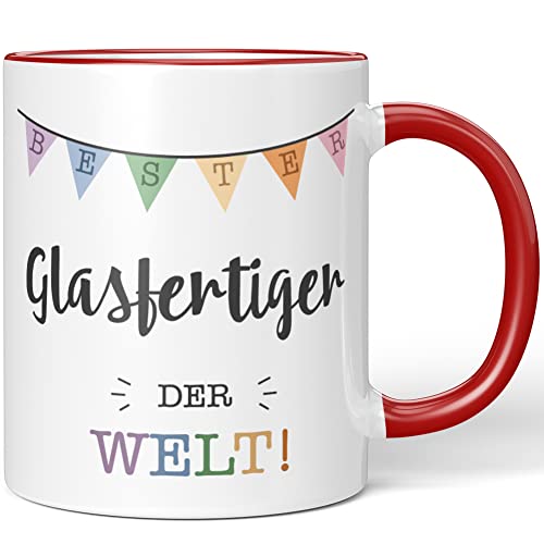 JUNIWORDS Tasse, Bester Glasfertiger der Welt, Rot (5701764)