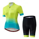 JPOJPO Damen-Radtrikot, gepolsterte Fahrrad-Kurzarm-Radhose Quick Dry