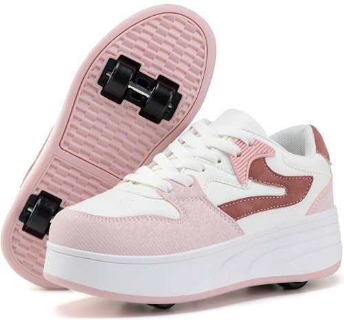 ANEFUN Rollschuhschuhe für Kinder Jungen Mädchen Sneakers mit abnehmbaren Rädern Sportschuh