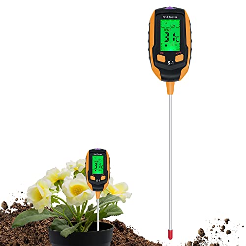 Mcbazel Bodenmessgerät 4-in-1 Bodentest Messgerät mit PH/Temperatur/Feuchtigkeit/Licht für Gartenarbeit, Rasen, Landwirtschaft und Outdoor-Pflanzen