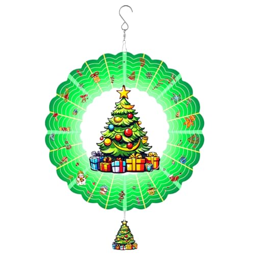 Fzzuzdlap 3D-Windspiele, Hängendes Weihnachts- für Weihnachtsdekoration, 30,5 cm Großer Garten-Kunstdekorationsbaum für Weihnachten