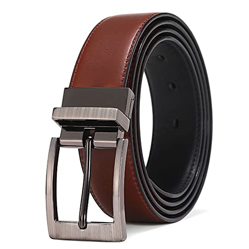 CVBF Herren Gürtel Doppelseitige Schnalle Ledergeschäfts Herren Gürtel Sides Farbe Braun Schwarz, Hq117black, 100cm