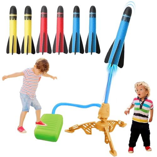 Spielzeug Raketenwerfer für Kinder mit 6 Schaumstoff Raketen und Spielzeug Luft Raketenwerfer, Schaumstoff Raketen Spielzeug Launcher Playset für Jungen Mädchen Spaß Outdoor Spielzeug Geschenke