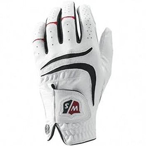 Wilson Staff Herren Golfhandschuh, Grip Plus, Material-Kombi, Größe: L, Linkshand, MLH, weiß, WGJA00680L