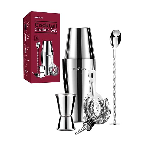 Cocktail Shaker, Cocktail Set Geschenk, Premium Boston Shaker 800ML 600ML Geschenkset, Cocktailshaker Bar Zubehör Set, Cocktail Shaker Edelstahl, Shaker für Cocktails Mixer löffel 6 Teiliges Barkeeper