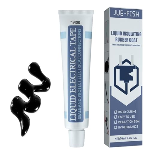 ZhongShuang Flüssiges Isolierband,Flüssiggummi Flüssigkunststoff Isolierband Schwarz,Reparatur Elektrischer Draht,Wasserdichter Isolierkleber Für Den Innen Und Außenbereich(50ml)